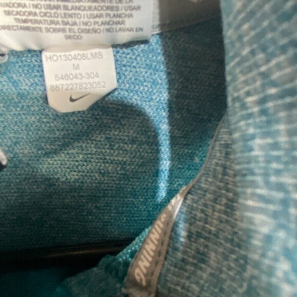 Nike Dri Fit sz M stretch Knit Half Zip Running Pullover Active Blue green - Picture 5 of 7